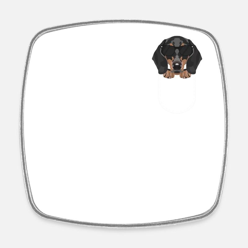 Dachshund in the chest pocket - Square fridge magnet - white