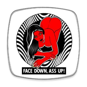 EROTIC SEXY GIRL ASS UP FACE DOWN - Square fridge magnet - white - Front