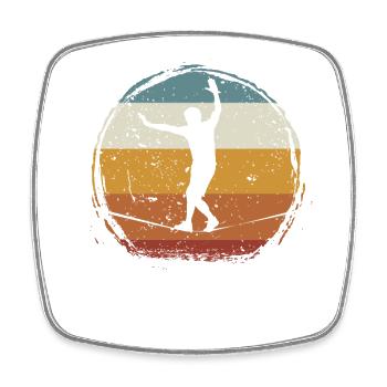 Retro vintage Slackline - Viereckiger Kühlschrankmagnet - Weiß - Vorne