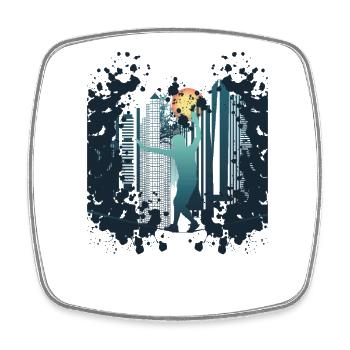 Slackline, Urbain, Lifestyle & City - Magnet carré - blanc - Devant