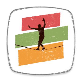 Retro vintage Slackline - Viereckiger Kühlschrankmagnet - Weiß - Vorne