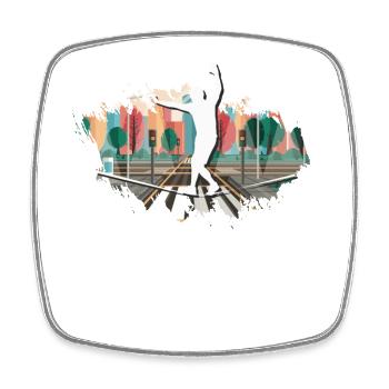 Slackline, Urbain, Lifestyle & City - Magnet carré - blanc - Devant