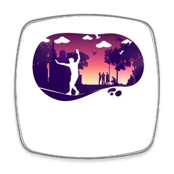 Slackline, Urbain, Lifestyle & City - Magnet carré - blanc - Devant