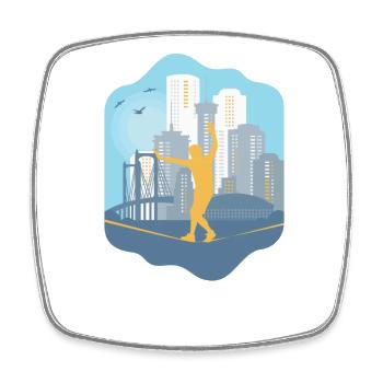 Slackline, Urbain, Lifestyle & City - Magnet carré - blanc - Devant