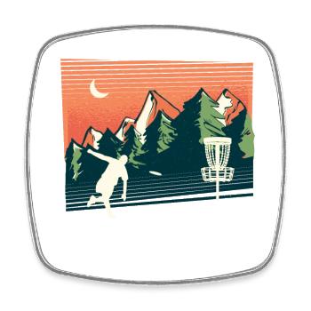 Trendsport Discgolf, Natur, Geometrie Design - Viereckiger Kühlschrankmagnet - Weiß - Vorne