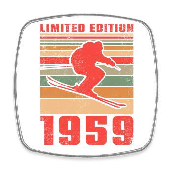 Skieur biathlon Sports d’hiver anniversaire 1959 - Magnet carré - blanc - Devant