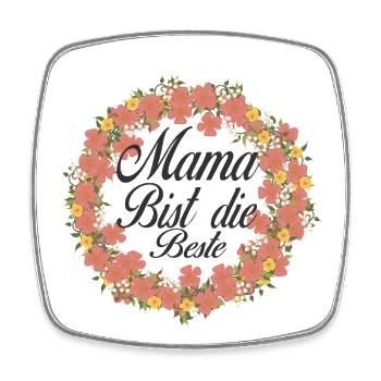 Mama Bist Die Beste Blumenkranz - Viereckiger Kühlschrankmagnet - Weiß - Vorne