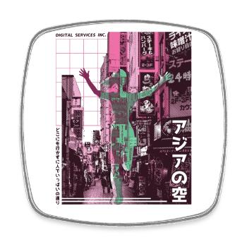 Marathon de la ville asiatique, Trail Running - Magnet carré - blanc - Devant