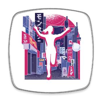 Marathon de la ville asiatique, Trail Running - Magnet carré - blanc - Devant