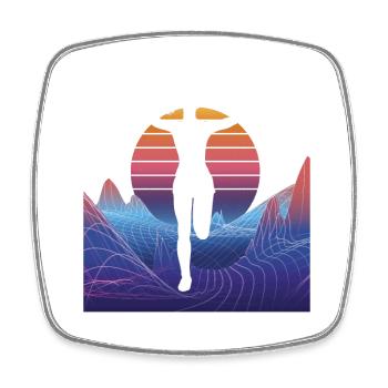 Vaporwave Synthwave Marathon, Trail Running - Magnet carré - blanc - Devant