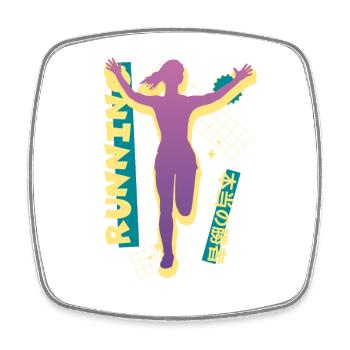 Vaporwave Synthwave Marathon, Trail Running - Magnet carré - blanc - Devant