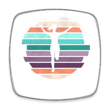 Retro Marathon, Trail Running - Square fridge magnet - white - Front