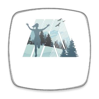 Marathon, coureur de trail running - Magnet carré - blanc - Devant