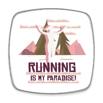 Marathon, coureur de trail running - Magnet carré - blanc - Devant