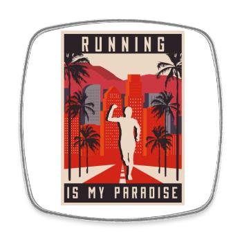 California Palm Marathon, Trail Running - Magnet carré - blanc - Devant