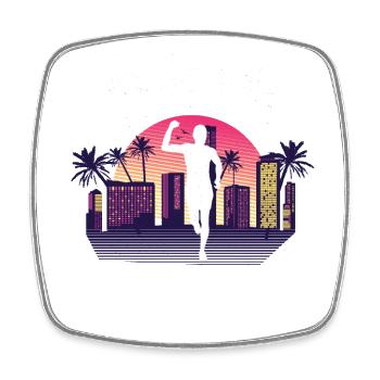 California Palm Marathon, Trail Running - Magnet carré - blanc - Devant