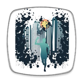 Skyline Marathon, Trail Running - Square fridge magnet - white - Front