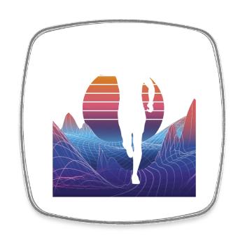 Vaporwave Synthwave Marathon, Trail Running - Magnet carré - blanc - Devant