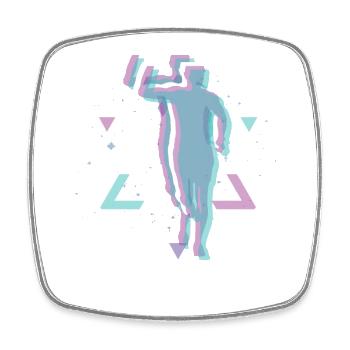 Vaporwave Space Marathon, Trail Running - Magnet carré - blanc - Devant