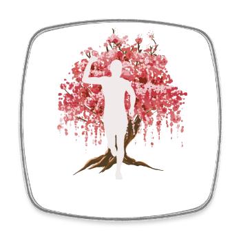 Marathon japonais de cerisiers en fleurs, Trail Running - Magnet carré - blanc - Devant