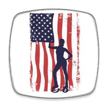 Amerikanische Fahne Jump Shoes Fitness - Viereckiger Kühlschrankmagnet - Weiß - Vorne