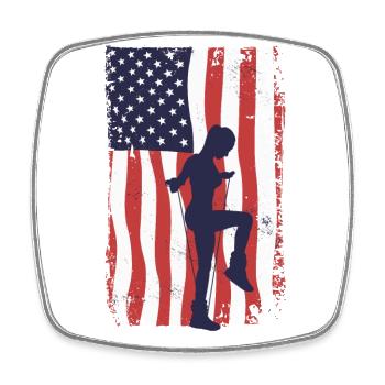 American Flag Rope Jumping - Square fridge magnet - white - Front