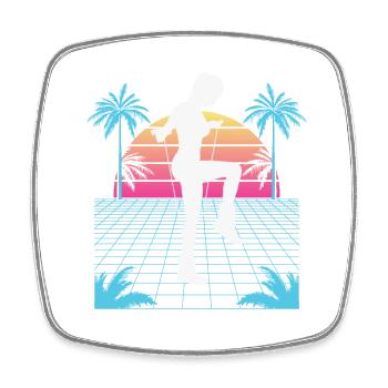 Vaporwave Rope Jumping - Square fridge magnet - white - Front