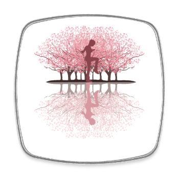 Saut à la corde en fleurs de cerisier japonais - Magnet carré - blanc - Devant