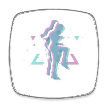 Vaporwave Weltall Rope Jumping - Viereckiger Kühlschrankmagnet - Weiß - Vorne