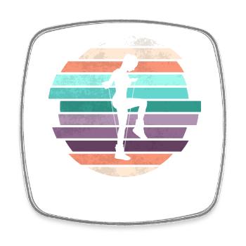 Retro Rope Jumping - Square fridge magnet - white - Front