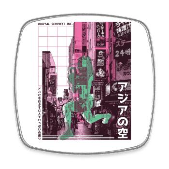 Asian City HIIT - Square fridge magnet - white - Front