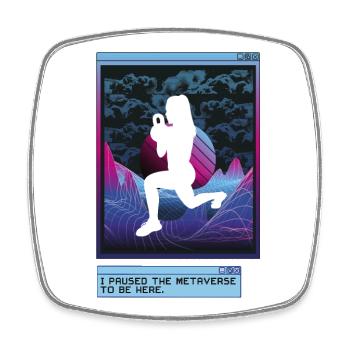 Vaporwave Metaverse HIIT - Magnet carré - blanc - Devant
