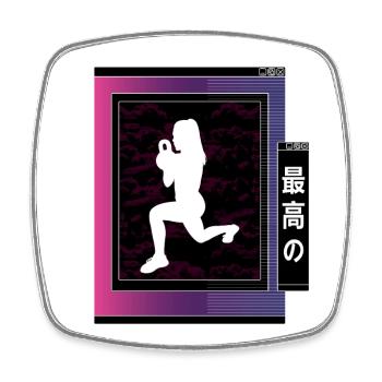 Vaporwave Metaverse HIIT - Magnet carré - blanc - Devant