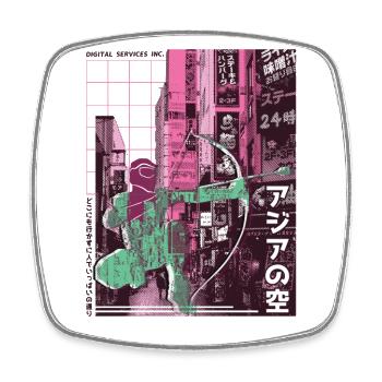 Arrowtag de la ville asiatique - Magnet carré - blanc - Devant