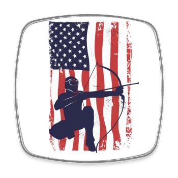American Flag Arrowtag - Square fridge magnet - white - Front