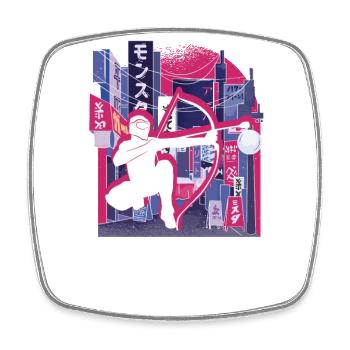 Vaporwave Synthwave Skyline Arrowtag - Magnet carré - blanc - Devant