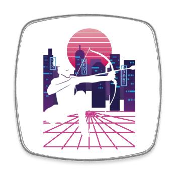Vaporwave Synthwave Skyline Arrowtag - Magnet carré - blanc - Devant