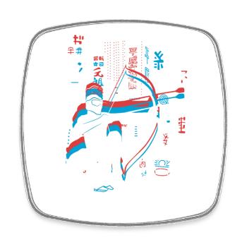 Vaporwave Synthwave Skyline Arrowtag - Magnet carré - blanc - Devant