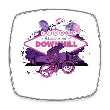 Fabulous world of downhill - Square fridge magnet - white - Front