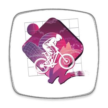 Vaporwave Downhill - Viereckiger Kühlschrankmagnet - Weiß - Vorne