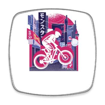 Vaporwave Synthwave Skyline Downhill - Viereckiger Kühlschrankmagnet - Weiß - Vorne