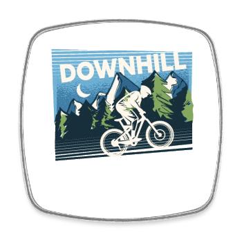 Downhill Mountainbike - Viereckiger Kühlschrankmagnet - Weiß - Vorne