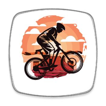 Downhill Mountainbike - Viereckiger Kühlschrankmagnet - Weiß - Vorne