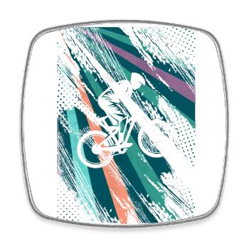 Retro Downhill - Square fridge magnet - white - Front