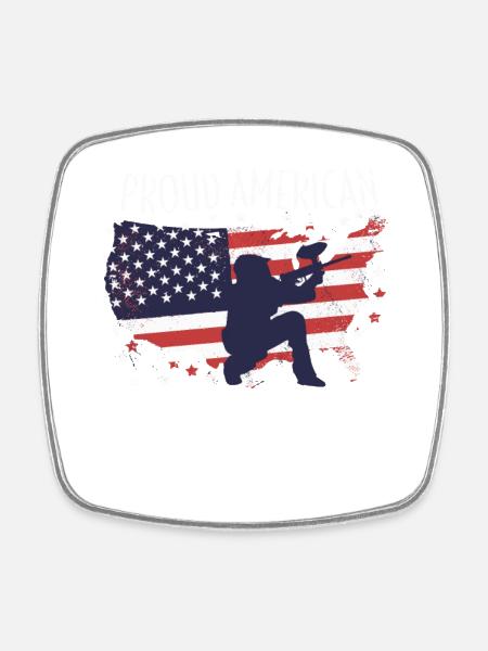 Drapeau américain Paintball - Magnet carré - blanc