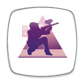 Vaporwave Paintball - Viereckiger Kühlschrankmagnet - Weiß - Vorne