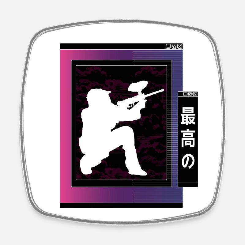 Vaporwave Metaverse Paintball - Square fridge magnet - white