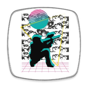 Vaporwave Paintball - Viereckiger Kühlschrankmagnet - Weiß - Vorne
