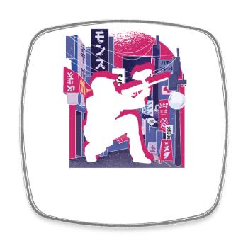 Vaporwave Synthwave Skyline Paintball - Viereckiger Kühlschrankmagnet - Weiß - Vorne