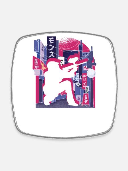 Vaporwave Synthwave Skyline Paintball - Magnet carré - blanc